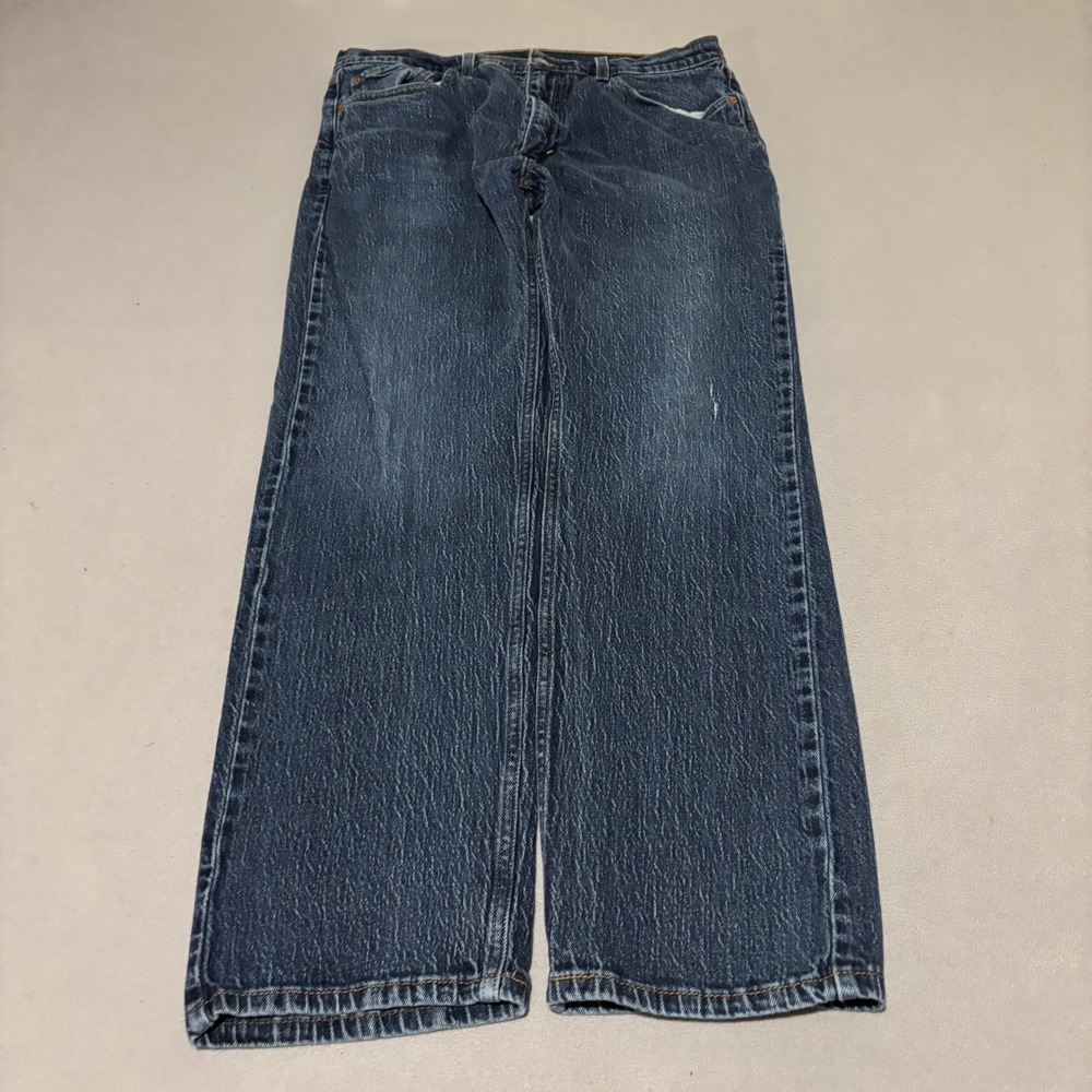 Levis 505 Regular Fit Jeans Mens 36x32 Blue Medium Wash Straight Leg Classic